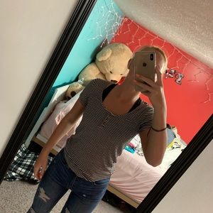 low neck button up top